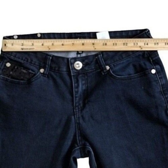 Baby Phat Size 9 Jeans Y2K Dark Wash Denim Stretch Jeans Straight Leg Pants Low - Picture 6 of 11